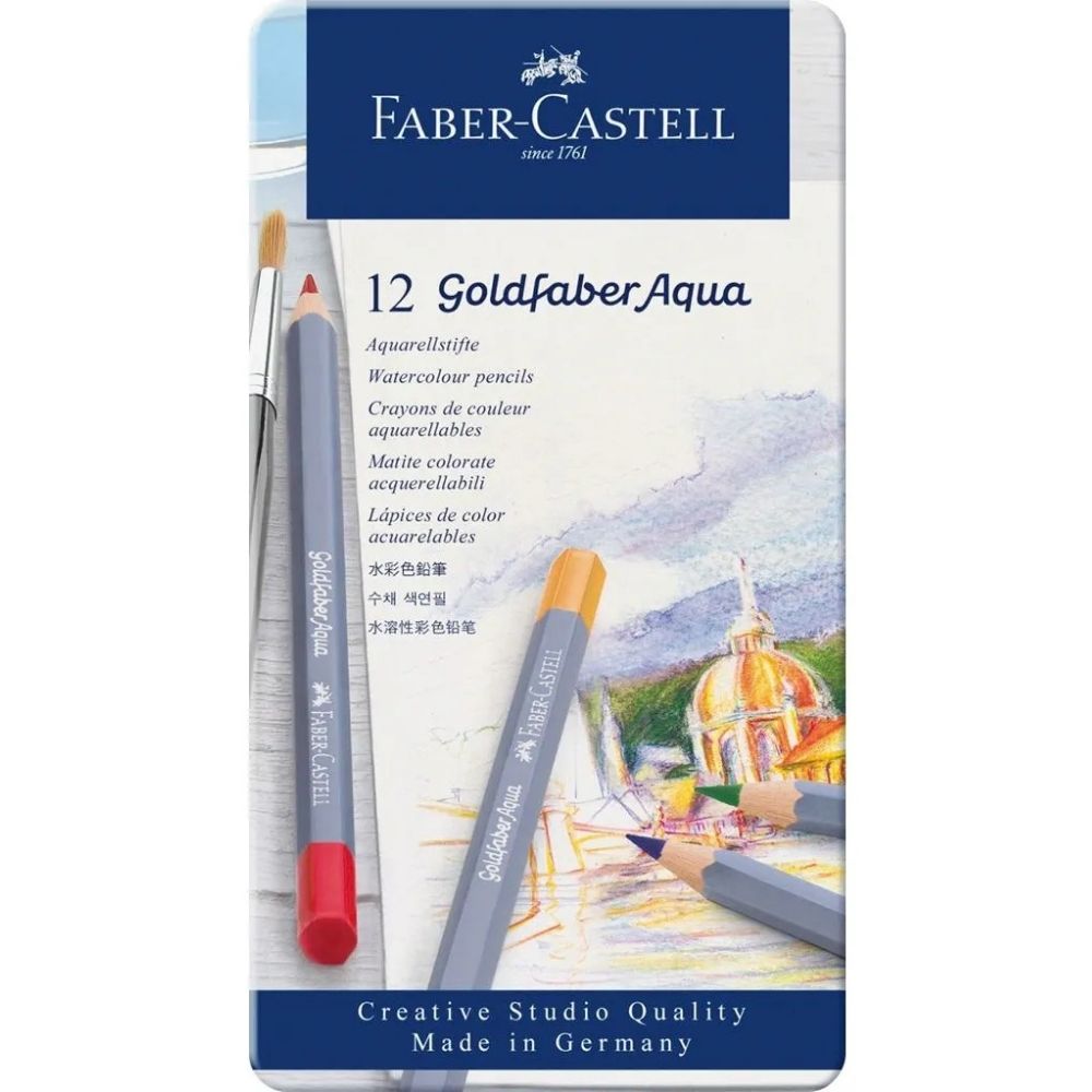 Faber Castell Goldfaber Aqua Boya Kalemi 12'li Metal Kutu