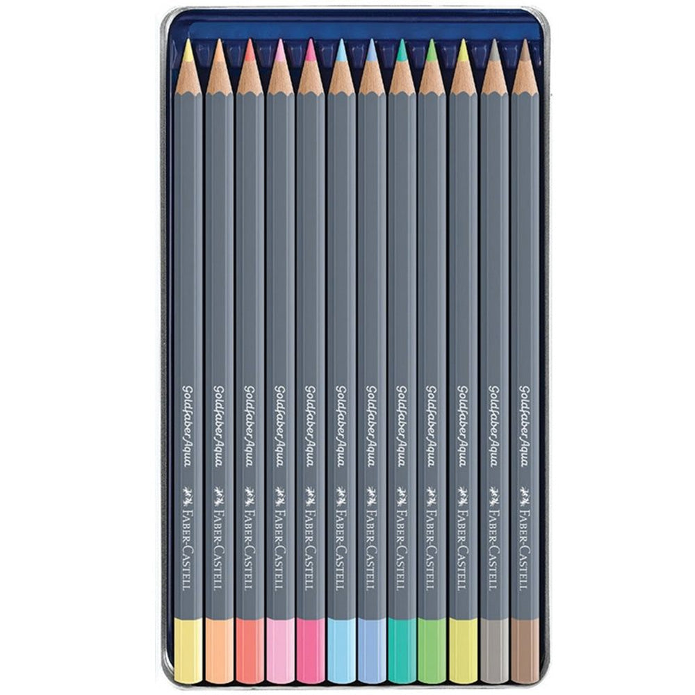 Faber Castell Goldfaber Aqua Boya Kalemi Pastel 12'li Metal Kutu