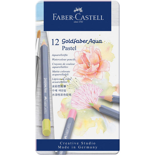 Faber Castell Goldfaber Aqua Boya Kalemi Pastel 12'li Metal Kutu