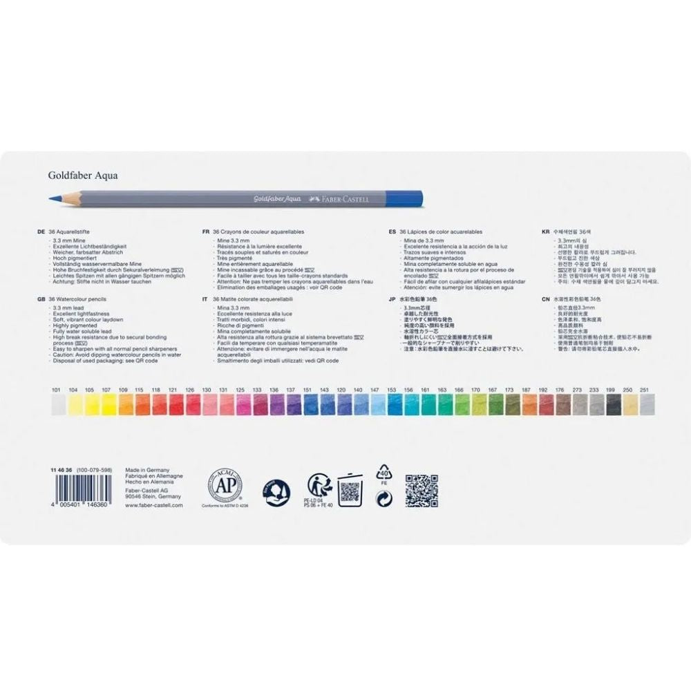 Faber Castell Goldfaber Aqua Boya Kalemi 36'lı Metal Kutu