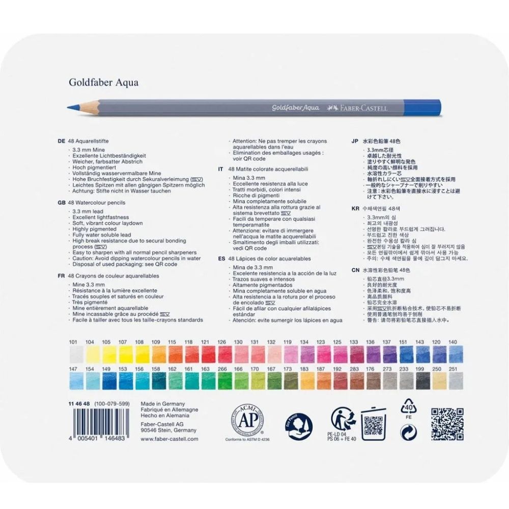 Faber Castell Goldfaber Aqua Boya Kalemi 48'li Metal Kutu