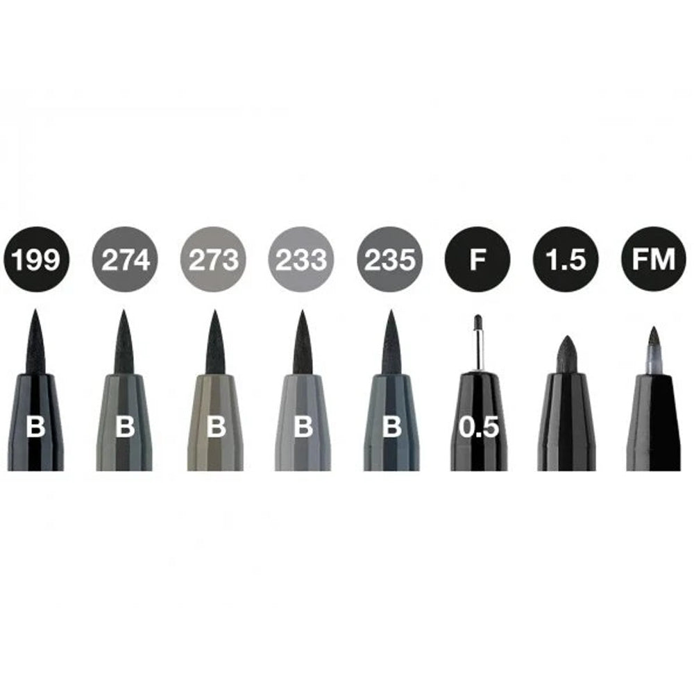 Faber Castell Pitt Artist Pen Fırça Uç 8'li Gri&Siyah Tonlar
