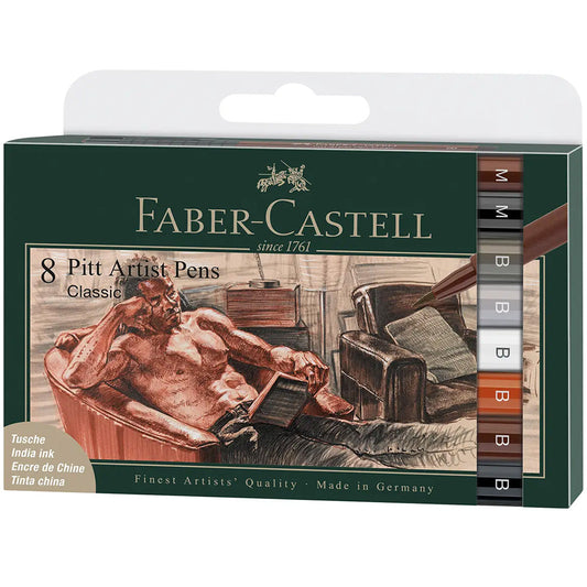 Faber Castell Pitt Artist Pen Fırça Uç 8'li Klasik Renkler