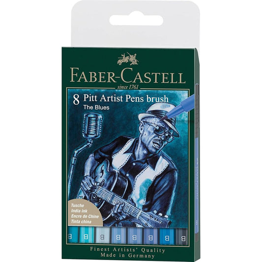 Faber Castell Pitt Artist Pen Fırça Uç 8'li Mavi Tonlar