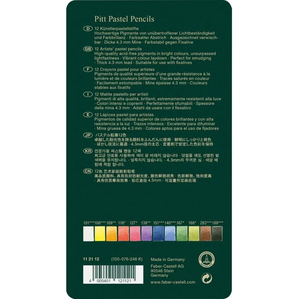 Faber Castell Pitt Pastel Pencils 12'li Metal Kutu