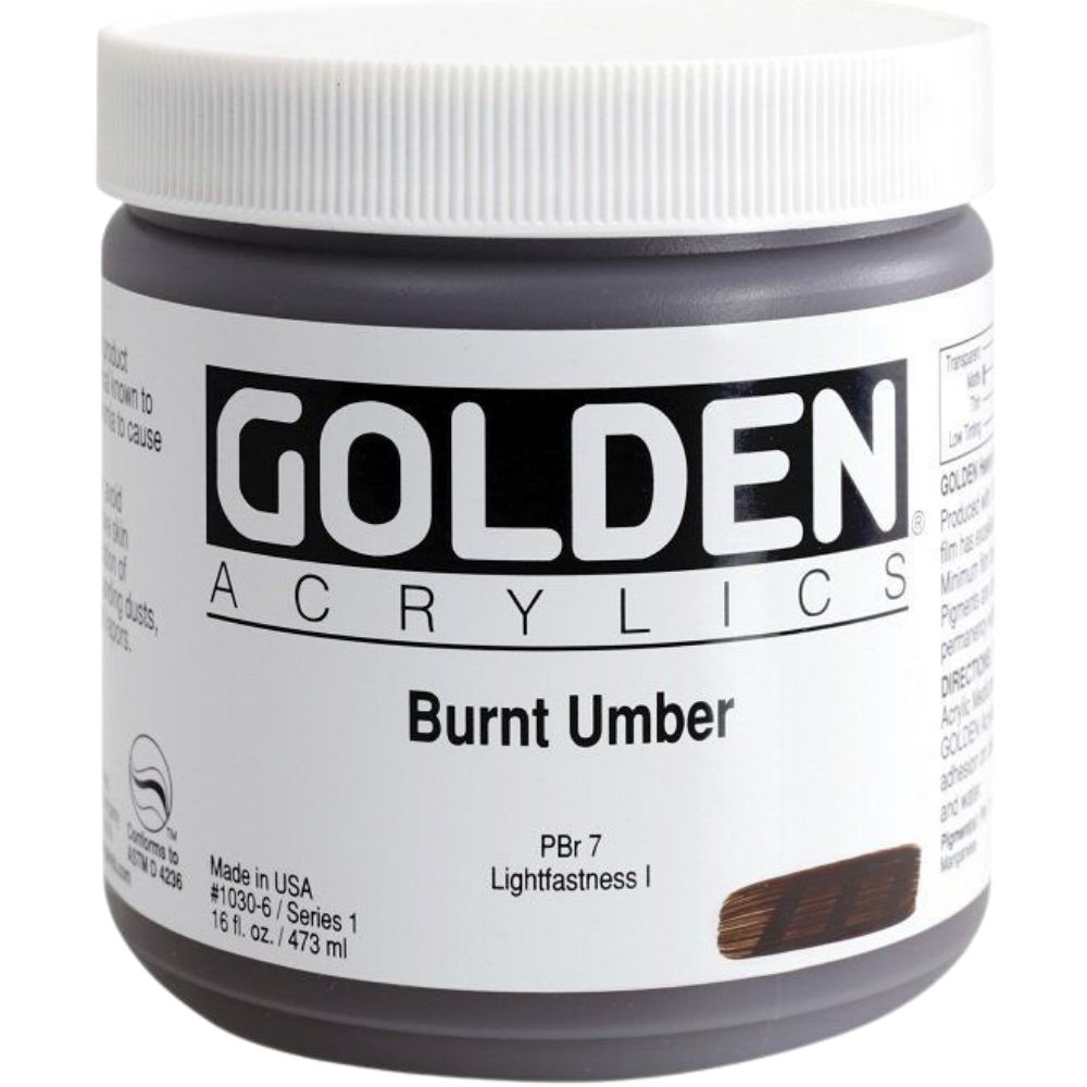 Golden Heavy Body Acrylic Burnt Umber 473ml S.1