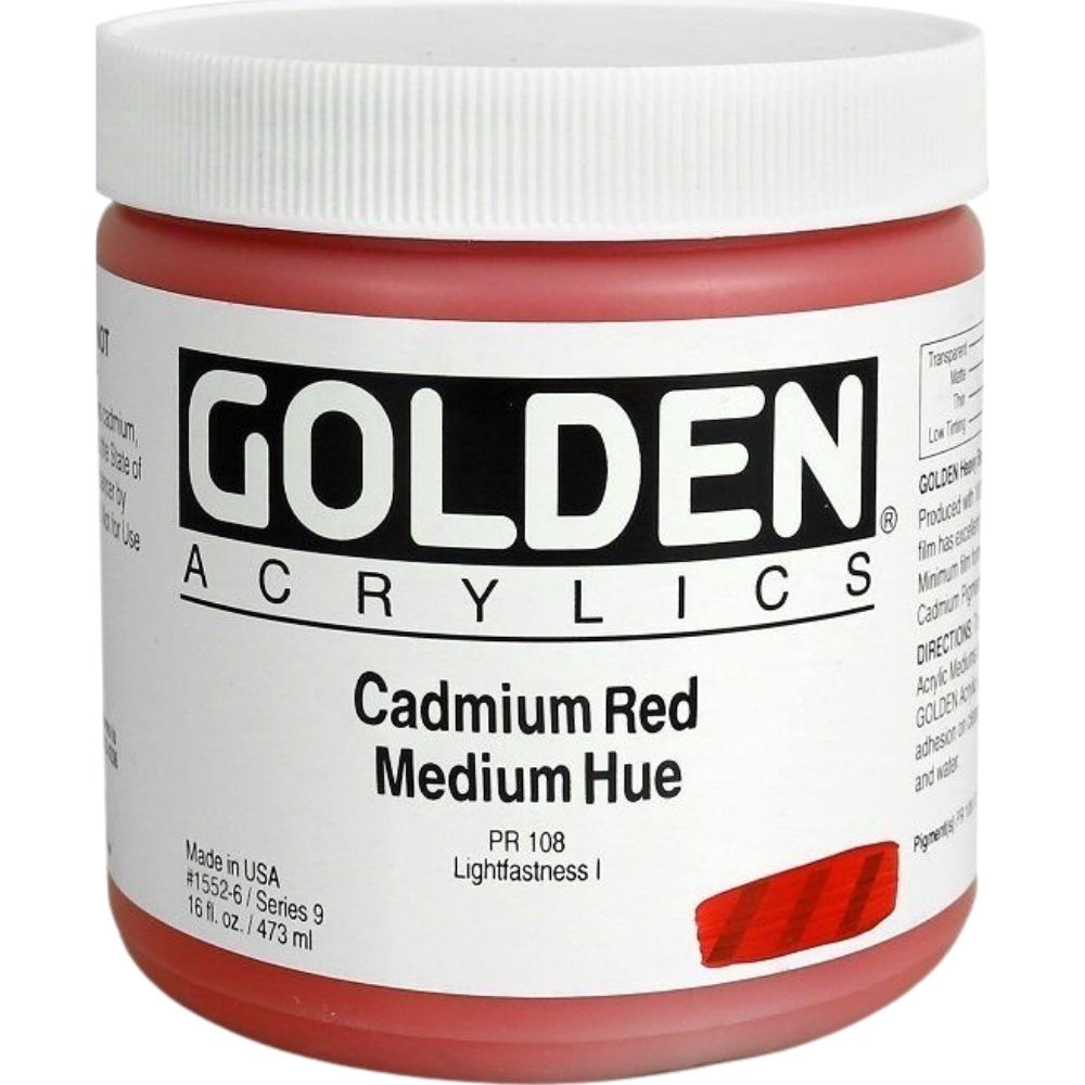 Golden Heavy Body Acrylic Cadmium Red Medium Hue 473ml S.4
