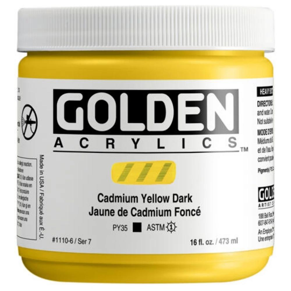 Golden Heavy Body Acrylic Cadmium Yellow Dark 473ml S.7