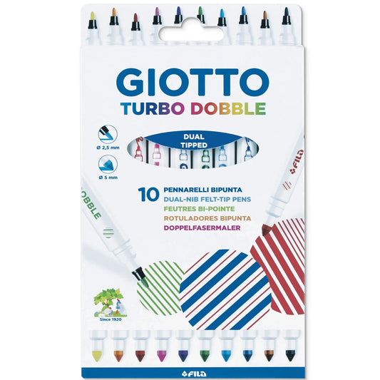 Giotto Turbo Çift Uçlu Keçeli Kalem 10 renk Askılı Paket