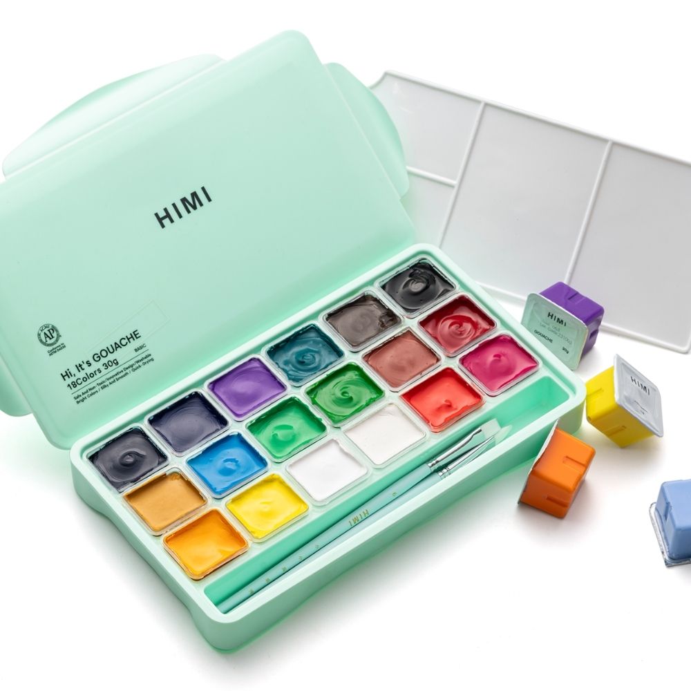 HIMI Twin Cup Gouache Set 18'li (Green Case Edition)