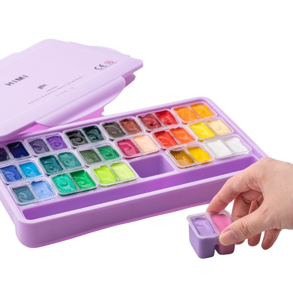 HIMI Twin Cup Gouache Set 36'lı (Purple Case Edition)