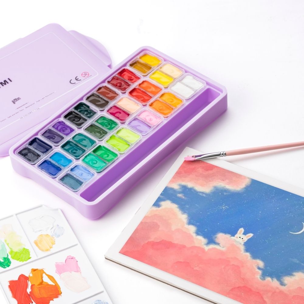 HIMI Twin Cup Gouache Set 36'lı (Purple Case Edition)
