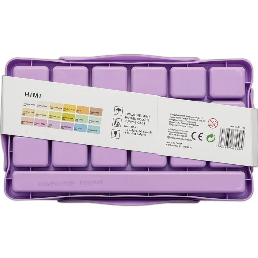 HIMI Twin Cup Gouache Set 18'li (Purple Case - Pastel Edition)