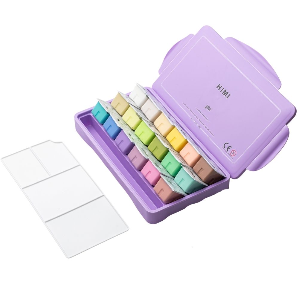 HIMI Twin Cup Gouache Set 18'li (Purple Case - Pastel Edition)