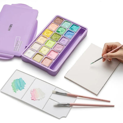HIMI Twin Cup Gouache Set 18'li (Purple Case - Pastel Edition)