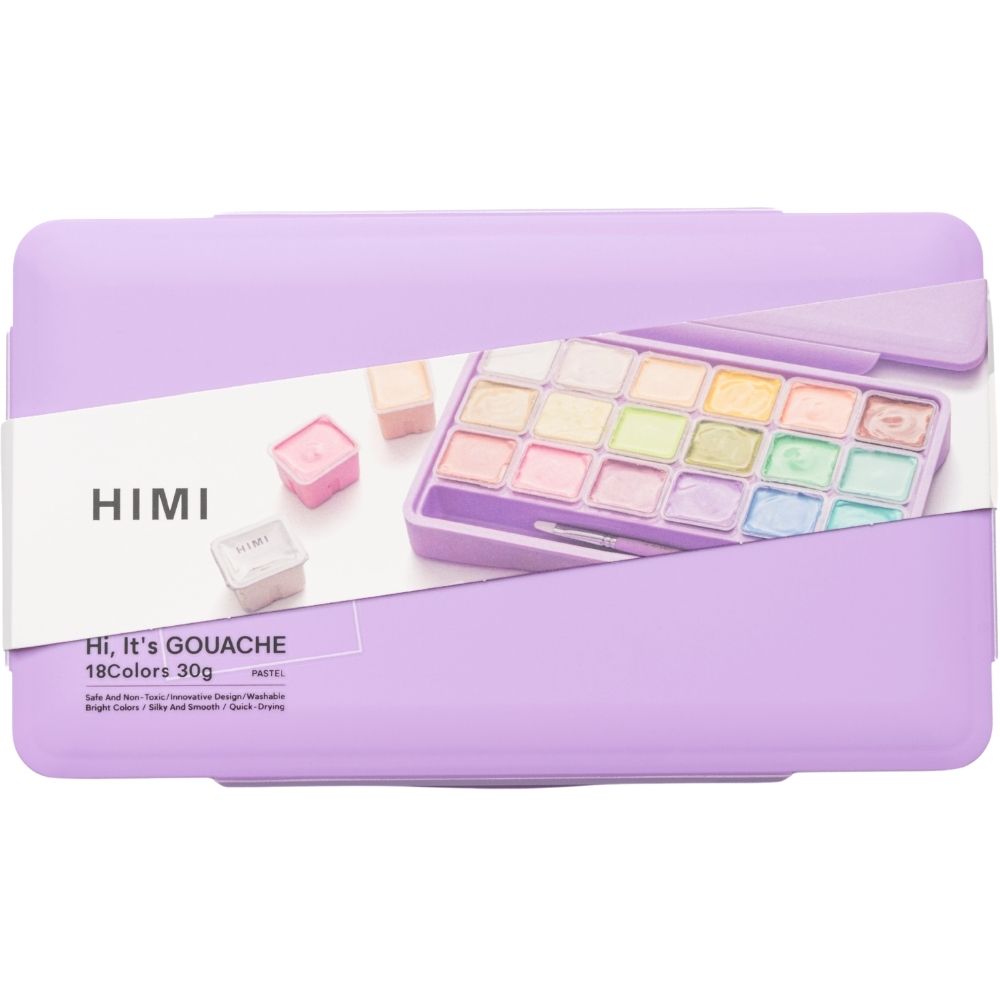 HIMI Twin Cup Gouache Set 18'li (Purple Case - Pastel Edition)