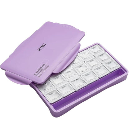 HIMI Twin Cup Gouache Set 18'li+3 Brushes (Purple Case - Pastel Edition)