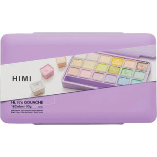 HIMI Twin Cup Gouache Set 18'li+3 Brushes (Purple Case - Pastel Edition)