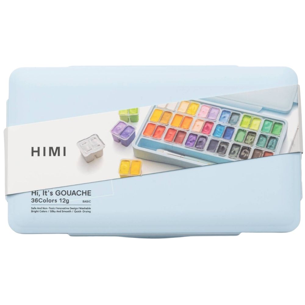 HIMI Twin Cup Gouache Set 36'lı+3 Brushes (Ice Blue Case Edition)