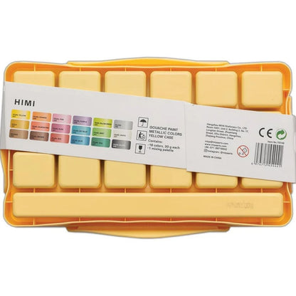 HIMI Twin Cup Gouache Set 18'li (Yellow Case - Metallic Edition)