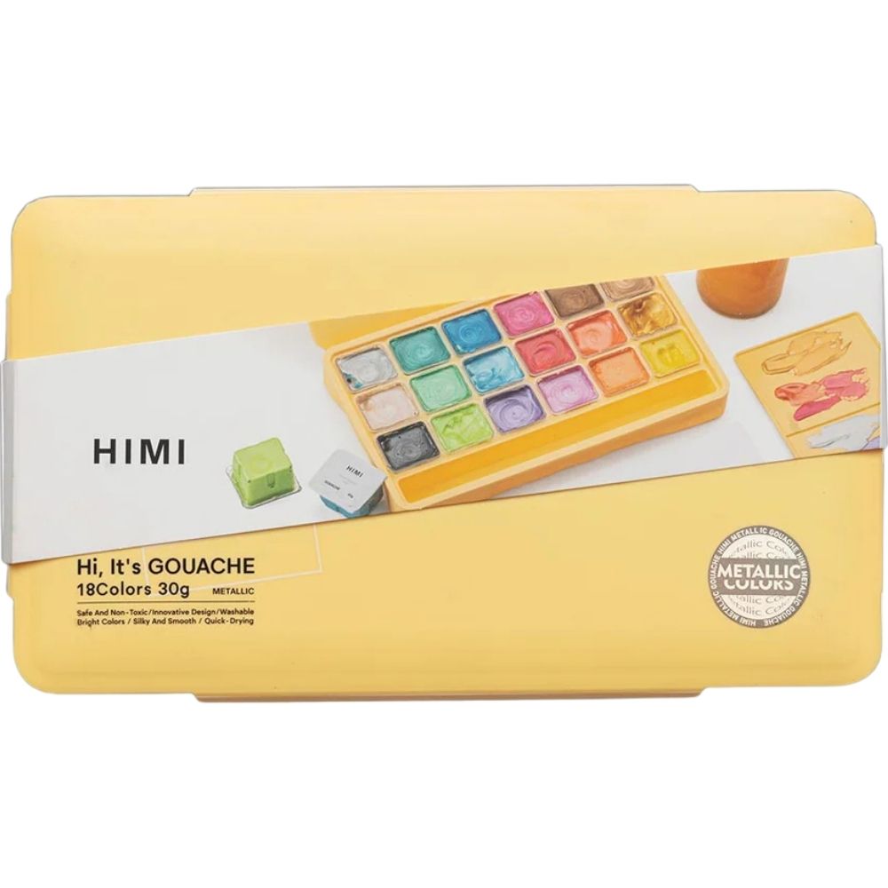 HIMI Twin Cup Gouache Set 18'li (Yellow Case - Metallic Edition)