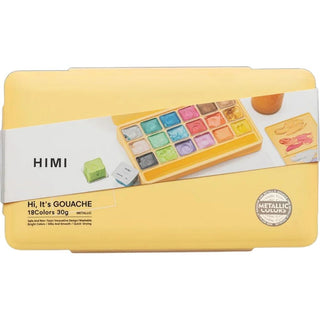 HIMI Twin Cup Gouache Set 18'li (Yellow Case - Metallic Edition)