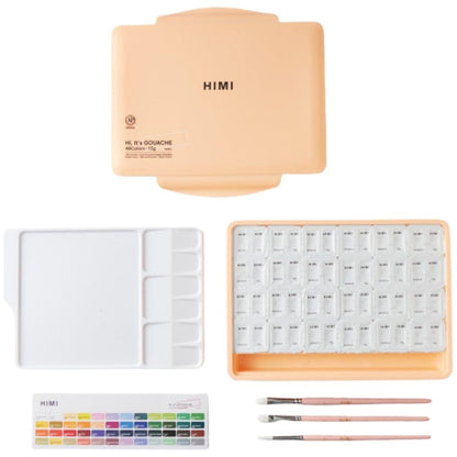 HIMI Twin Cup Gouache Set 48'li+3 Brushes (Peach Fuzz Case Edition)
