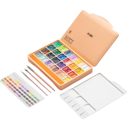 HIMI Twin Cup Gouache Set 48'li+3 Brushes (Peach Fuzz Case Edition)