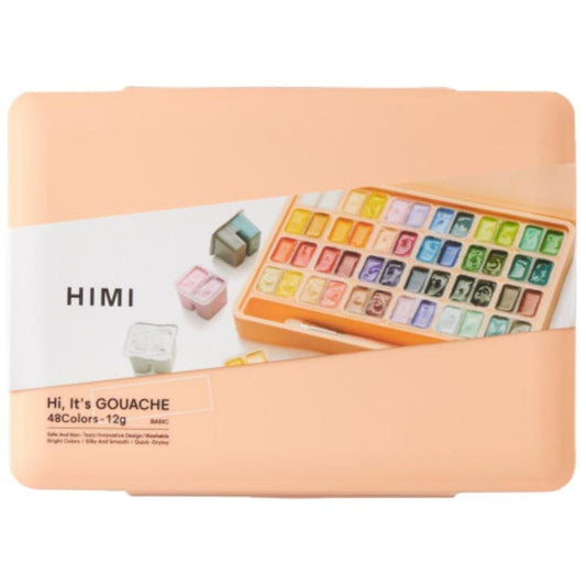 HIMI Twin Cup Gouache Set 48'li+3 Brushes (Peach Fuzz Case Edition)