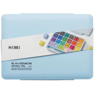 HIMI Twin Cup Gouache Set 24'lü+3 Brushes (Ice Blue Case Edition)