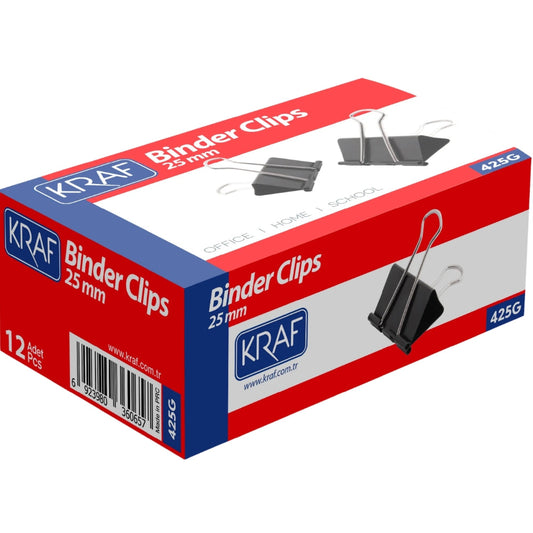 Kraf Binder Clips 25mm 12'li