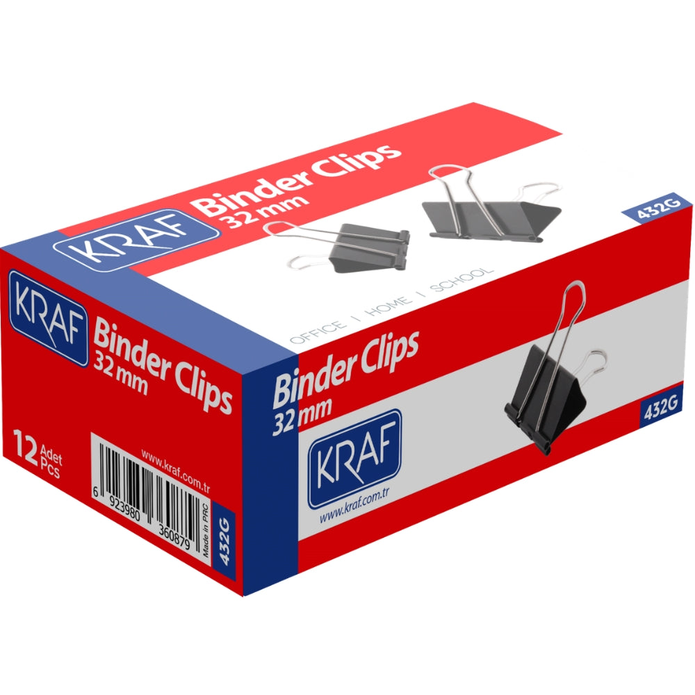 Kraf Binder Clips 32mm 12'li