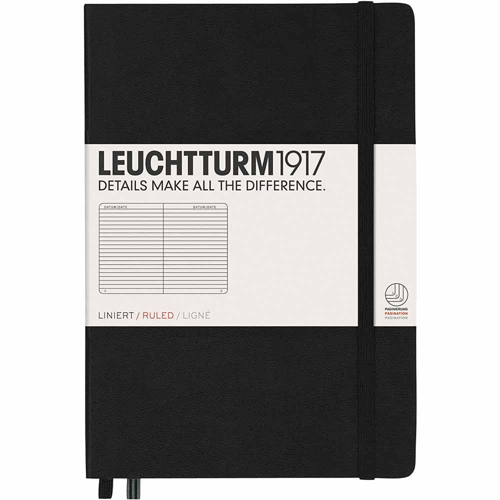 Leuchtturm 1917 Notebook Medium A5 Hardcover 251 Pages Ruled Black