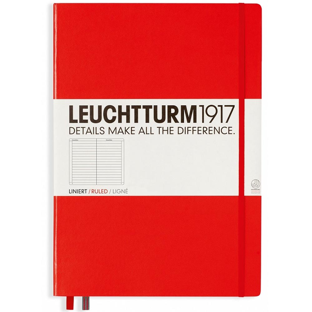 Leuchtturm 1917 Notebook Master Classic A4+ Hardcover 235 Pages Ruled Red