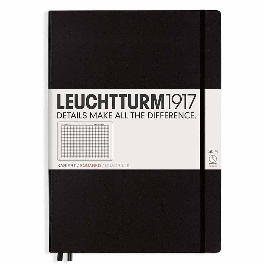 Leuchtturm 1917 Notebook Master Slim A4 Hardcover 123 Pages Squared Black