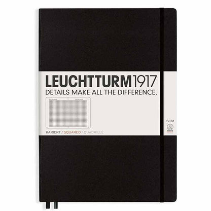Leuchtturm 1917 Notebook Master Slim A4 Hardcover 123 Pages Squared Black