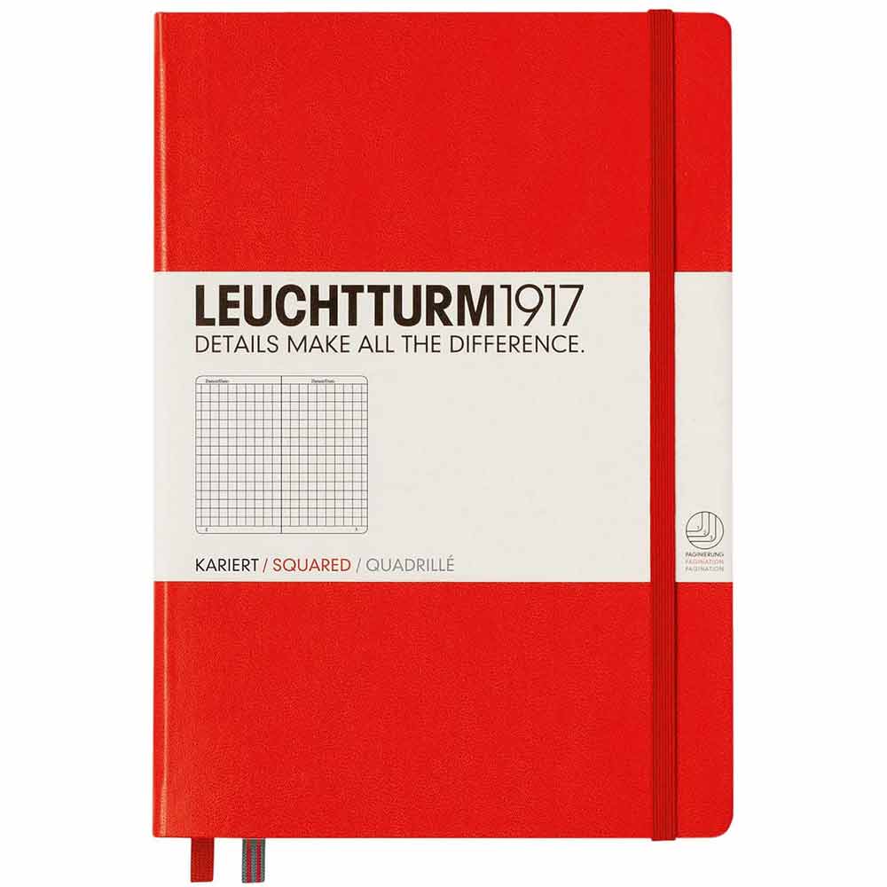 Leuchtturm 1917 Notebook Medium A5 Hardcover 251 Pages Squared Red