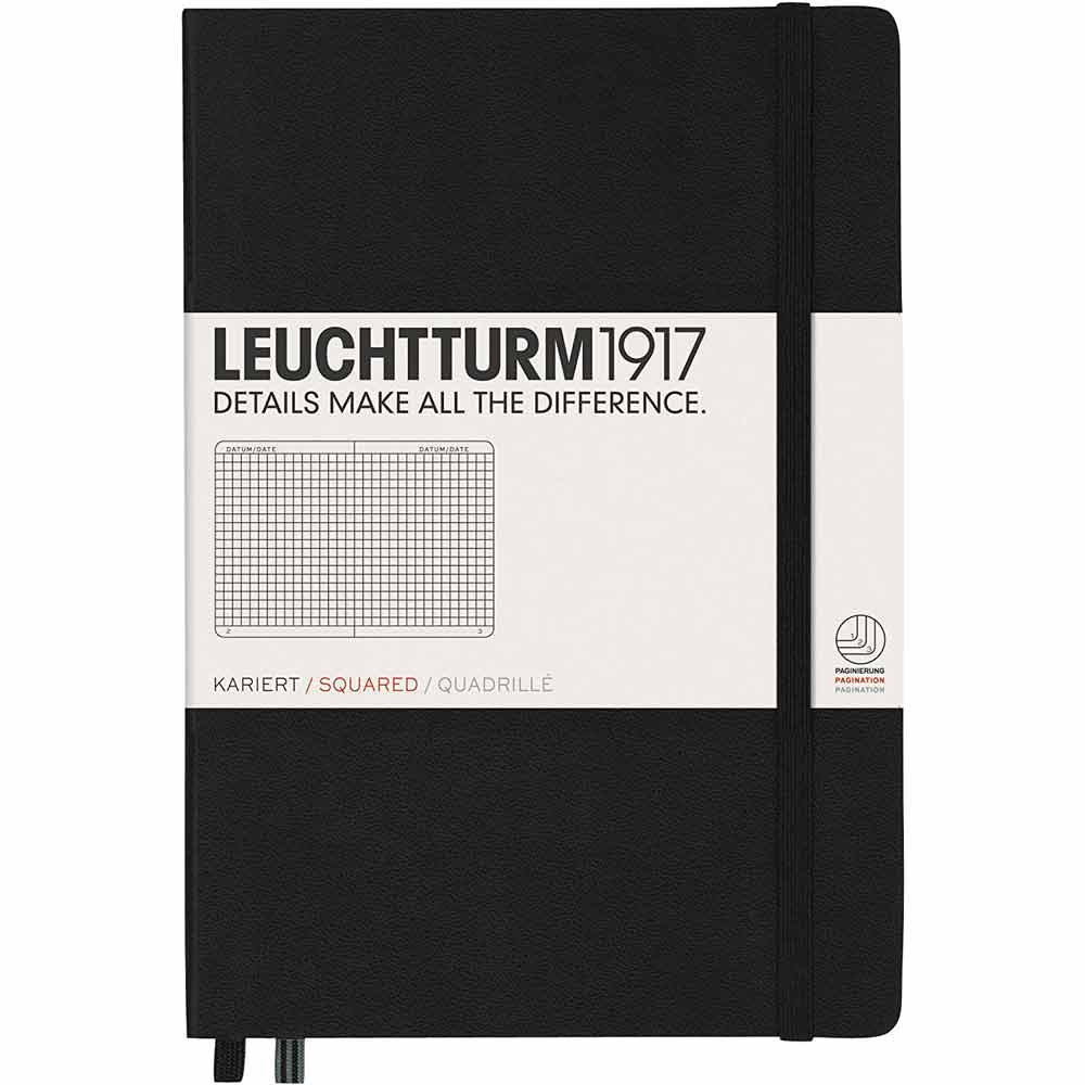 Leuchtturm 1917 Notebook Medium A5 Hardcover 251 Pages Squared Black