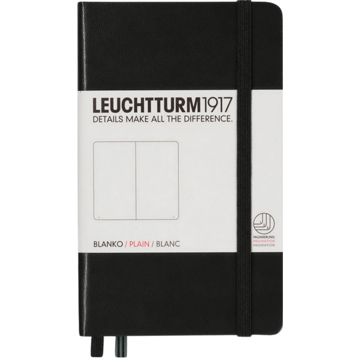 Leuchtturm 1917 Notebook Pocket A6 Hardcover 187 Pages Plain Black