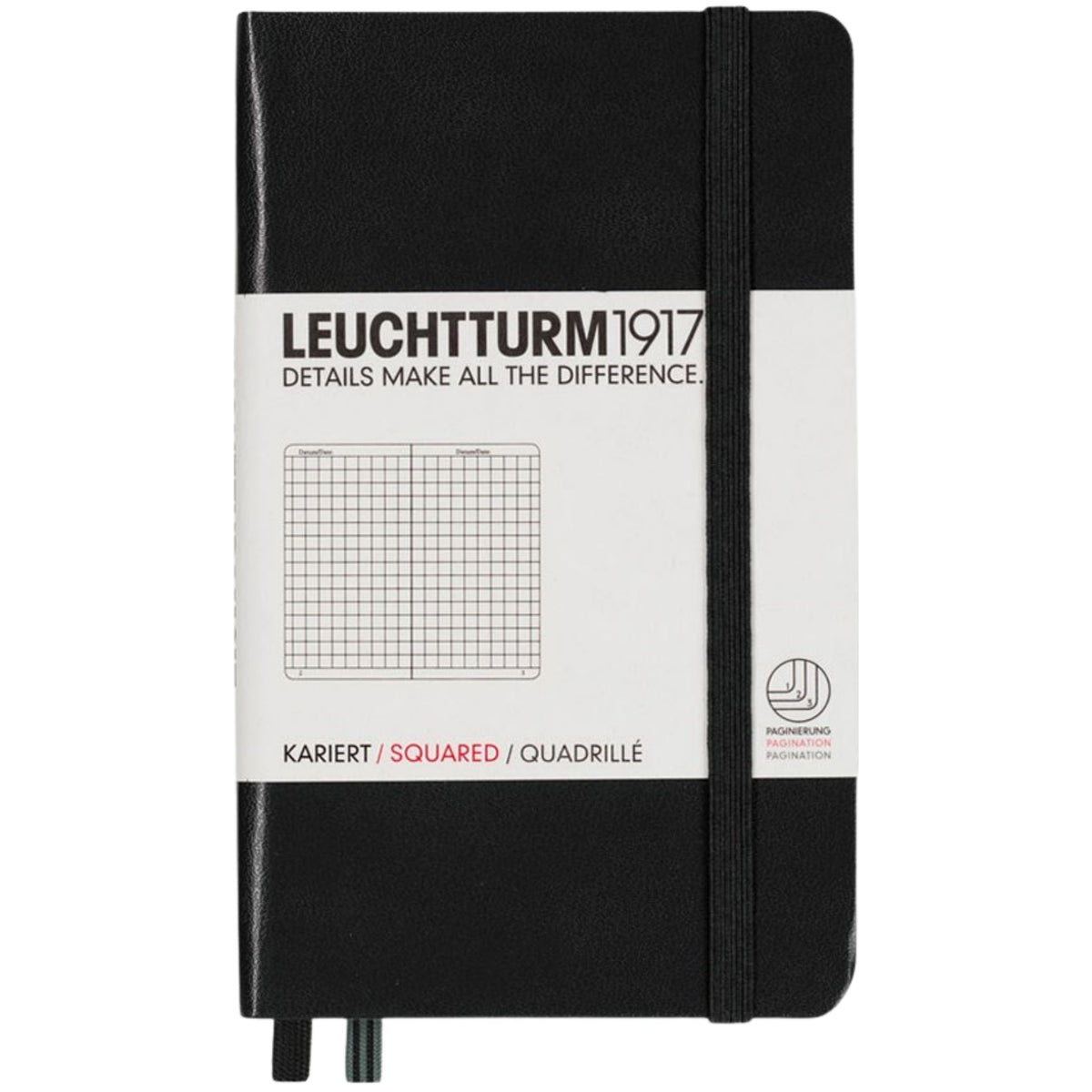 Leuchtturm 1917 Notebook Pocket A6 Hardcover 187 Pages Squared Black