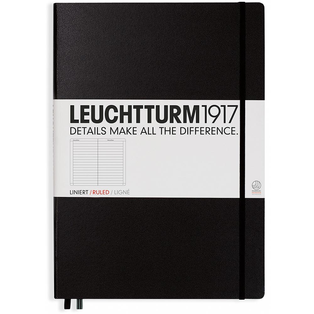 Leuchtturm 1917 Notebook Master Classic A4+ Hardcover 235 Pages Ruled Black