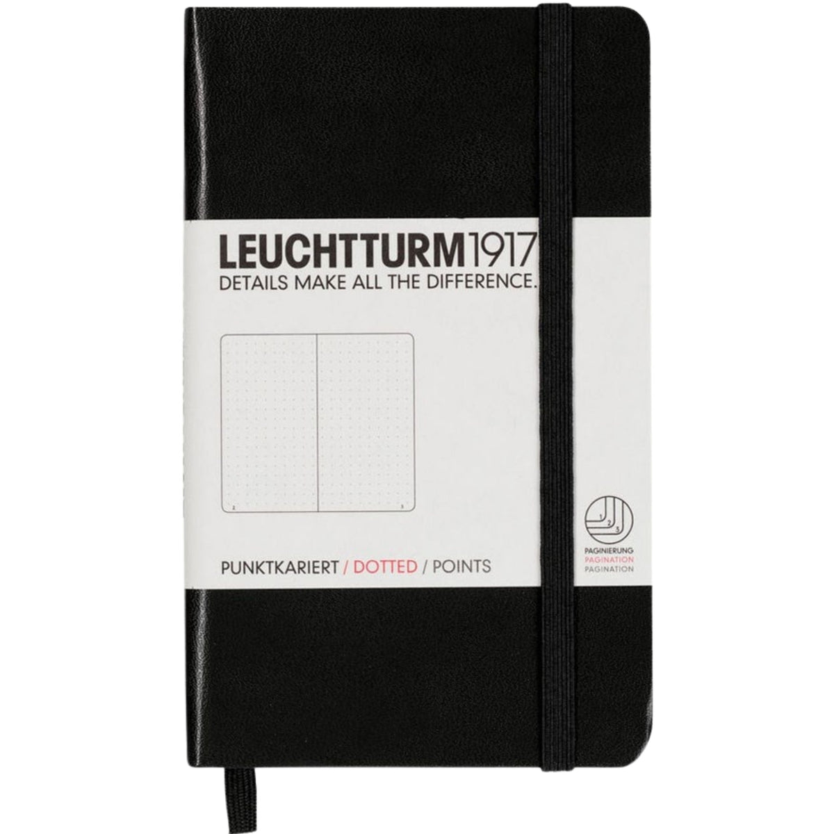 Leuchtturm 1917 Notebook Pocket A6 Hardcover 187 Pages Dotted Black