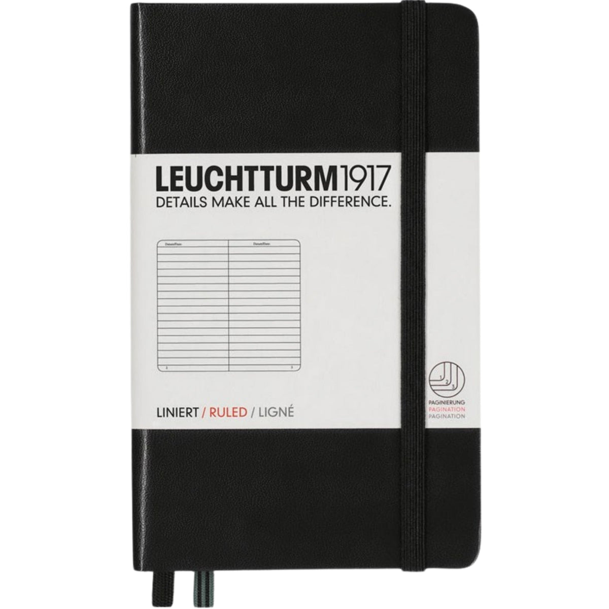 Leuchtturm 1917 Notebook Pocket A6 Hardcover 187 Pages Ruled Black