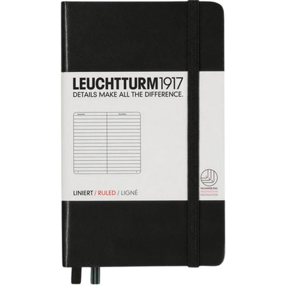 Leuchtturm 1917 Notebook Pocket A6 Hardcover 187 Pages Ruled Black