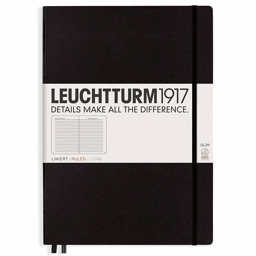 Leuchtturm 1917 Notebook Master Slim A4 Hardcover 123 Pages Ruled Blac ...