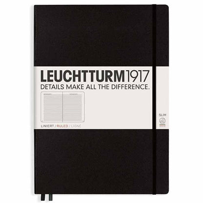 Leuchtturm 1917 Notebook Master Slim A4 Hardcover 123 Pages Ruled Black