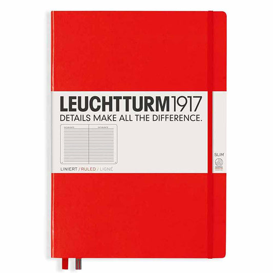 Leuchtturm 1917 Notebook Master Slim A4 Hardcover 123 Pages Ruled Red