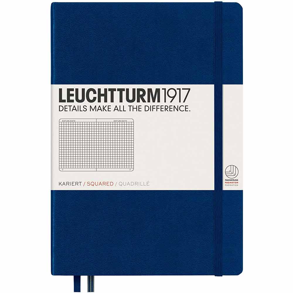 Leuchtturm 1917 Notebook Medium A5 Hardcover 251 Pages Squared Navy