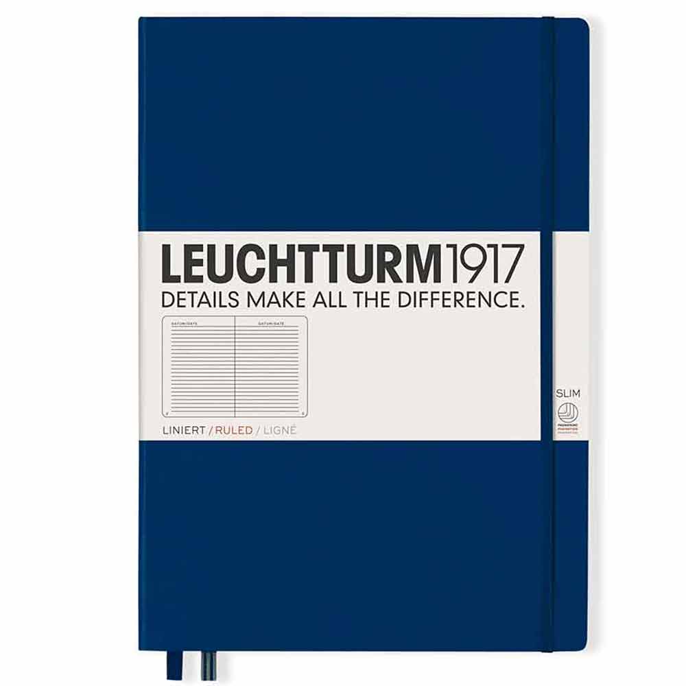 Leuchtturm 1917 Notebook Master Slim A4 Hardcover 123 Pages Ruled Navy