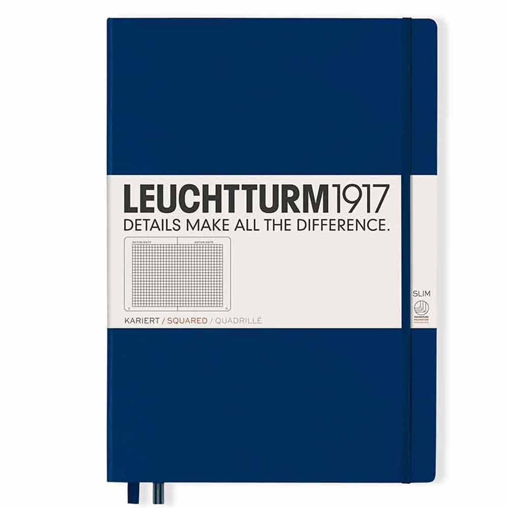 Leuchtturm 1917 Notebook Master Slim A4 Hardcover 123 Pages Squared Navy